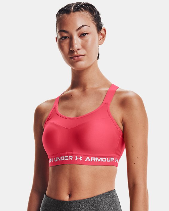 สปอร์ตบรา Armour® High Crossback สำหรับผู้หญิง in Pink image number 0